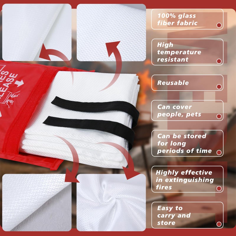 Smilco Fire Blanket 4 Pack - 40" x 40" Fiberglass Emergency Fire Blanket for Home and Kitchen, Bedroom, Camping, Grill, Fireplace, Easy,Safe for Young Adults and Seniors - Image 3